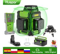 Niveau laser croisé 3D Huepar HM03CG rechargeable, auto-nivelant, vert, avec batterie Li-ion, mode pulsé et mallette de transport rigide HM03CG-SET1