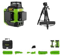 Niveau laser Huepar, projection de 12 lignes, batterie de 5200 mAh, SET-2 avec trépied