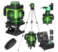 Niveau laser, KKnoon 4D 16 lignes horizontales et verticales, avec 2 piles rechargeables et une rallonge de 1,2 m en alliage, réglable sur 3 hauteurs, pour trépied - Vert (Vert)