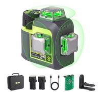 Niveau laser LasGoo 3D-RS12 3x360° faisceau vert pour construction et accrochage, auto-nivelant, 2 batteries rechargeables 11.1V (24h), support magnétique réglable, câble Type-C