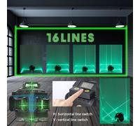 Niveau laser multifonctionnel 16 lignes 3��� Nivellement automatique Batterie rechargeable au lithium Outil de nivellement omnidirectionnel Sticker mural au sol Ensemble d'outils d'amélioration de l'h