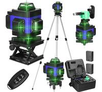Niveau laser multifonctionnel 4D 16 lignes 3�� Nivellement automatique Pile au lithium rechargeable par USB Outil de nivellement avec barre d'extension en alliage de 1,2 m à 3 hauteurs ajustables Supp