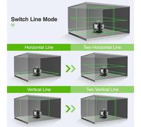 Niveau laser - Niveau laser à 16 lignes - Niveau laser vert - Auto-nivelant - Bluetooth - Autonomie de la batterie : 5 heures