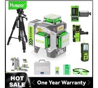 Niveau laser professionnel Huepar 3D 12 lignes, précision élevée ±2 mm, 3 x 360° ° Laser à ligne croisée à faisceau vert avec batterie Li-ion 8000 mAh SET-2