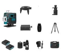 Niveau laser, projection à 360°, fonction de télécommande, ensemble d'accessoires complet, prise secteur 100V-240V, type C-a (norme européenne)