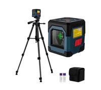 Niveau Laser, RockSeed Cross Line Laser avec Auto-nivellement, Lignes Verticales et Horizontales, Rotatif à 360 Degrés, Pochette de Transport, Batterie Incluse(Vert) (Laser vert avec 1.2m tripod fer)