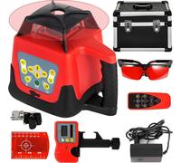 Niveau laser rouge rotatif à mise à niveau automatique, faisceau rouge rotatif automatique avec récepteur, télécommande et mallette de transport