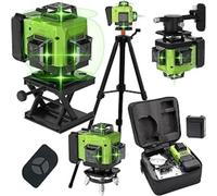 Niveau laser vert 16 lignes 3 ° Niveau laser croisé 4D auto-nivelant avec batterie USB 2400 mAh, résistant à la poussière et à l'eau IP54, trépied et base inclus pour la pose de carrelage vert