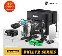 Niveau laser vert 3D DEKO 12 lignes avec lignes croisées horizontales et verticales 520 nm, auto-nivelant, outil de haute précision DKLL12tdP02-S2