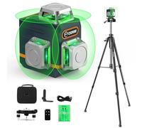 Niveau laser vert 3x360° CIGMAN CM701T avec trépied réglable (28-48"), batterie rechargeable 4000mAh, portée 30m/50m, 3 modes de travail, 4 niveaux de brillance, avec accessoires complets