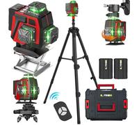 Niveau Laser Vert Autonivelant 4x360° Rotatif 4D 16 Lignes Autonivellement Niveau Laser Chantier avec télécommande Avec trépied