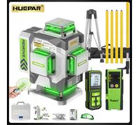 Niveau laser vert Huepar ZK04CG 4D 16 lignes avec télécommande, télémètre, détecteur, auto-nivelant, outil laser haute précision Only Laser Level