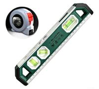 Niveau torpille avec grandes fioles à bulles, base magnétique, cadre en aluminium ABS multi-angle pour l'entretien des installations de construction, 23 x 2,1 x 4,5 cm, vert en option (C)