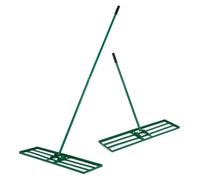 Niveleuse pour gazon - Râteau niveleur - Tête en U pivotante - Tige réglable de 90 à 175 cm - Lame de 91 x 25 cm - Couleur vert armée