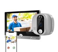 NIVIAN Judas numérique WiFi de Porte, Visiophone Interphone Vidéo Caméra Full HD avec Batterie et Sonnette, Audio bidirectionnel, détection PIR et Vision Nocturne | App et contrôle par Smartphone