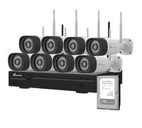 NIVIAN, Kit Caméras de Surveillance WiFi 2K Professionnel avec 8 Caméras IP, NVR 16 Canaux, Images Super HD, Détection Humaine IA, Vision Nocturne, Audio, HDMI, App EseeCloud, Enregistrement HDD