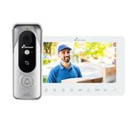 NIVIAN Visiophone 2 Fils analogique | Moniteur 7" HQ Écran intérieur avec Audio bidirectionnel | Plaque extérieure IP65 Anti-vandalisme avec Vision Nocturne | Ouvre-Porte électrique | Lecteur RFID