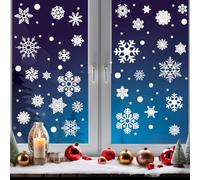 Niviy Stickers Noel Fenetre 247 Pièces Decoration Noel Fenetre Electrostatique Réutilisable Décoration DIY Deco Vitre Noel Interieur Maison Vitrine Verre Flocons de Neige Blanc