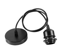Niviy Suspension Luminaire E27 Douille Ampoule avec Cable de 100 cm E27 Porte Lampe Suspension Douille e27 avec Fixation Plafonnier Accessoire Suspension Noir pour Cuisine Bar Café 1pcs