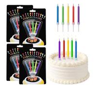 Nivofu 20 Pièces Bougies Anniversaire Flamme Colorée, 4 Cartes de 5 Bougies Magiques pour Gâteau, Décoration Fête Enfant Adulte, Sans Fumée, Combinaisons de Couleurs, Multicolore avec Support Inclus