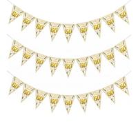 Nivofu 60 Ans Banderole Joyeux Anniversaire, 3 pièces avec 27 fanions | Guirlande Fanion Anniversaire Decoration, pour Homme et Femme, Banniere Triangulaire pour Fete Interieur et Exterieur
