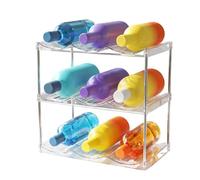 Nivofu Range Porte Bouteille Vertical, Porte-Bouteilles Empilable pour Armoire, 3 Niveaux Bouteilles Empilable en Plastique, Range Vin Frigo pour Le Rangement sur Le Comptoir de la Cuisine