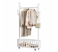 Niwugady Porte-manteaux sur roulettes, tringle à vêtements avec paniers de rangement, Porte-manteau robuste en métal 175 x 100 x 32 cm, Meuble de rangement autoportant Facile à assembler pour la