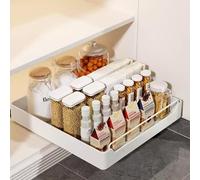 Niwugady Tiroir de cuisine extensible avec colle - Organiseur de placard extensible - Tiroir télescopique - Cabinet Pull Out pour cuisine - 43 x 40 x 7 cm - Blanc
