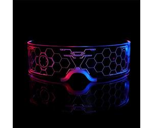 NIWWIN Lunettes Lumineuses à LED, Lunettes Lumineuses futuristes, Verres à el Fil avec 7 Types d'éclairage de Lunettes électroniques au néon, Fournitures de fête (Hexagone)