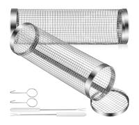 NIYANGLE 2 Pièces Panier à Barbecue Roulant Rond, Acier Inoxydable 304