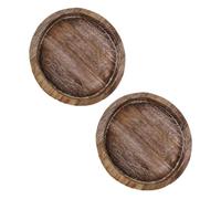 NIYANGLE 2 Pièces Plateau de Service Rond en Bois, Décoratif et Robuste | Rangement de Comptoir, Style Rustique Ancien, Usage Bougie de Noël et Plantes, Texture Fiable