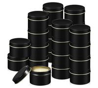 NIYANGLE 24 Pièces Boîtes à Bougies Rondes Vides 4 Oz en Fer-Blanc Noir | Contenants 4 Oz pour Réaliser des Bougies, Usage Salon et Occasions, Design Simple Élégant, Forme Ronde