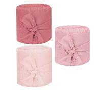 NIYANGLE 3 Rouleaux Ruban en Mousseline 40mm, 3 Rouleaux de 5m, Chiffon Élégant, pour Emballage de Présents et Accessoires de Bridal Showers