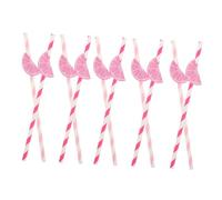 NIYANGLE 30 pièces Pailles Papier Pailles Rayées Roses et Fuchsias pour Fête de Saint Valentin Accessoires de Boisson et pour Événements Festifs