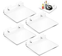 NIYANGLE 4pièces Étagères Murales Acryliques sans Perçage Rangement Adhésif pour Chambre Salle de Bain Cuisine et Salon Design Flottant et Polyvalent