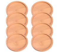 NIYANGLE 8 Pièces Soucoupe à Bonsaï Ronde en Bambou, Anti-Fuite | Collecte L’excès D’eau, Usage Intérieur et Extérieur, Couleur Kaki, pour Pots de Fleurs et Plantes