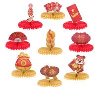 NIYANGLE 9 Pièces Boule en Nid d'abeille du Décoration Rouge en Papier | Ornement de Fête, Effet Chaleureux et Décoratif, Accessoire Photo, pour Arrière-plan D’événement