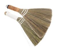NIYANGLE Balai Tissé Main en Paille Souple Lot de 2 Balais Manches Jaune et Blanc Outil de Nettoyage Pratique pour Intérieur et Extérieur