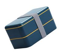 NIYANGLE Boîte à Bento Japonaise Bleue de 1,2l Double Compartiment Élastique, Facile à Transporter, Design Empilable pour Déjeuner en Extérieur