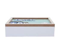 NIYANGLE Boîte en Bois Compartimentée 6 Sections Couvercle, Rangement Marin pour Sachets de Thé et Snacks, Coffret Décoratif pour Bureau et Coiffeuse