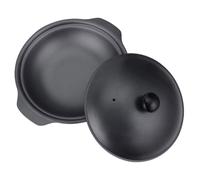 NIYANGLE Cocotte en Fer Noir avec Revêtement Antiadhésif, Marmite à Soupe pour Ragoût, Ustensiles de Cuisine avec Poignées Doubles, Utilisation Facile et Nettoyage Simple