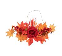 NIYANGLE Couronne d'automne Artificielle avec Citrouille et Feuilles D'érable en Plastique, Décoration Automne Résistante Décoloration pour Porte, Mur et Manteau, pour Halloween