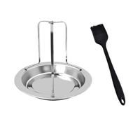NIYANGLE Grille de Rôtissage avec Plateau Amovible en Acier Inoxydable Facile à Monter et Démonter et Brosse pour Poulet pour Camping et Randonnée