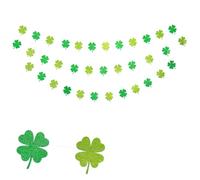 NIYANGLE Guirlande de Bannière Trèfle à Quatre Feuilles en Papier Vert Clair, Réutilisable et Prête à Suspendre pour Décoration Murale et Fond Photo Saint-patrick