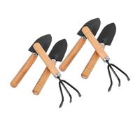 NIYANGLE Kit Jardinage 6pcs pour Plantes D’intérieur Mini Pelle et Râteau en Fer et Bois, Compact et Pratique pour Balcon et Entretien des Pots