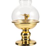 NIYANGLE Lanterne à Pétrole Vintage en Alliage et Verre avec Couvercle, Lampe à Huile Décorative pour Chambre, Résistante au Vent et Facile à Utiliser