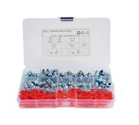 NIYANGLE Lot de 140 Set de Set de Graisseurs Métalliques Zerk en Fer, Tétine Hexagonale Impériale, Buses Droites et Coudées pour Lubrification Mécanique avec Capuchons Anti-poussière,