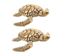NIYANGLE Lot de 2 Mini Tortues en Laiton pour Bain d'oiseaux, Figurines de Jardin Résistantes aux Intempéries, Décorations Extérieures pour Terrasse, Jardin et Plateau à Bonsaï