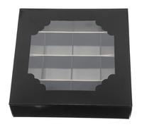 NIYANGLE Lot de 5 Boîtes en Carton Noires avec Fenêtre et Compartiments pour Présents de Mariage, Chocolat, Pâtisserie, Saint-valentin Nouvel An
