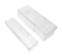 NIYANGLE Organisateur de Tiroir Extensible en Plastique 2pcs Design Coulissant Réglable pour Maquillage et Cosmétiques, pour Bureau et Usage Domestique